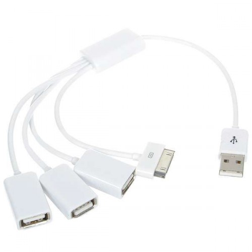 USB 2.0 3-Portový hub s iPod / iPhone 3GS / 4 USB datovým kabelem