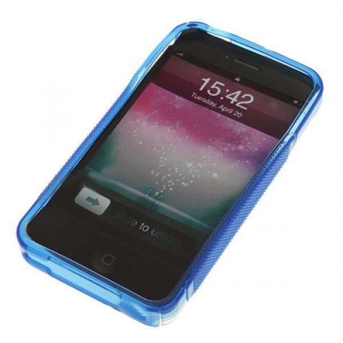 Ochranné protisklzové púzdro pre iPhone 4 - modré