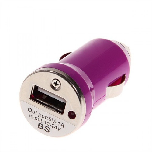 USB napájací adaptér autonabíjačka (fialová)