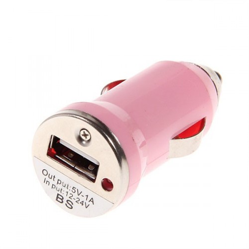 USB napájecí adaptér autonabíječka (růžová)