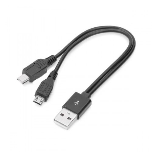 USB na mini / micro USB nabíjecí / datový kabel pro mobilní telefony - černý (15 cm)