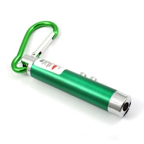 3v1 zelený prívesok laser/UV/LED s karabínou
