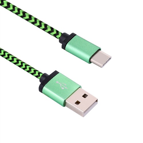 Zeleno černý kabel USB 2.0 - USB-C 3.1 1m